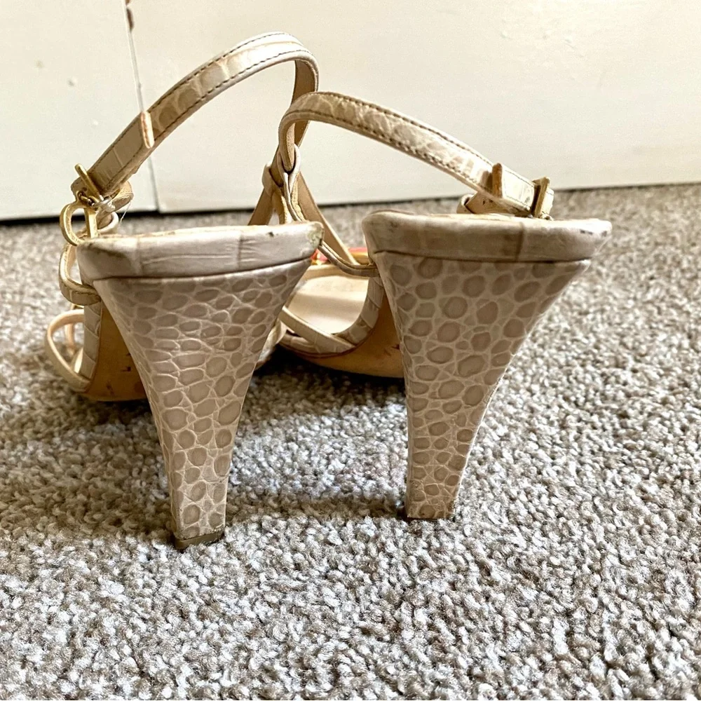 DIOR Tan Croc Embossed Jewelled Slingback Sandals EU 37.5 - Picture 4 of 8